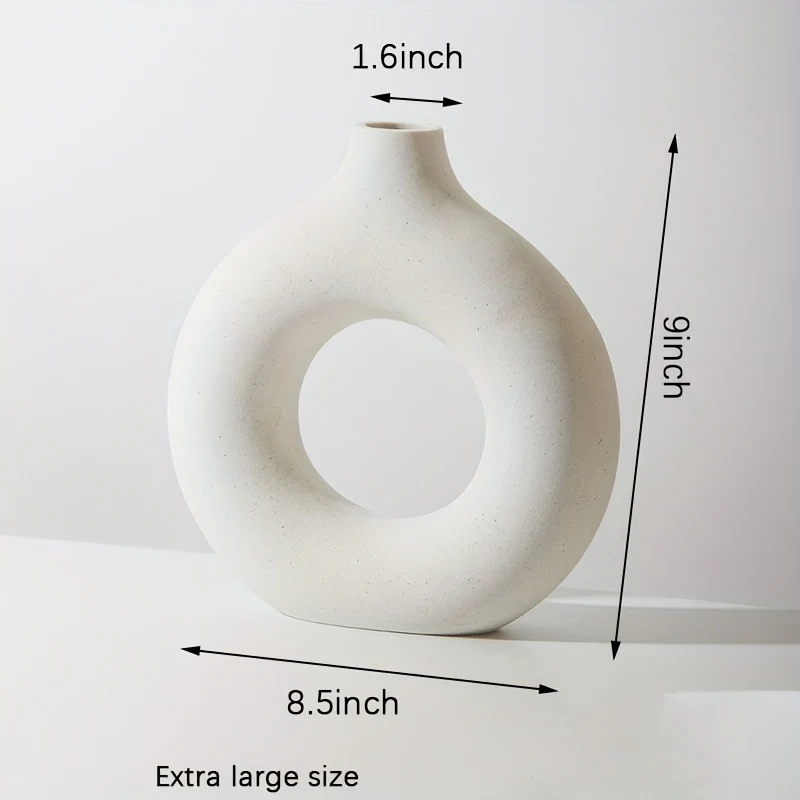 1 pz., Vasi di ceramica per decorazioni bianchi, vasi decorativi moderni da casa, vasi boho per la decorazione, vasi rotondi, vaso con buco, vaso decorativo per matrimonio cena tavolo festa soggiorno ufficio letto decorazioni per interni