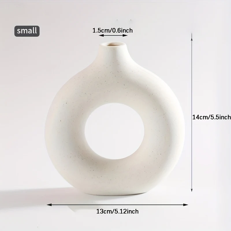 1 pz., Vasi di ceramica per decorazioni bianchi, vasi decorativi moderni da casa, vasi boho per la decorazione, vasi rotondi, vaso con buco, vaso decorativo per matrimonio cena tavolo festa soggiorno ufficio letto decorazioni per interni