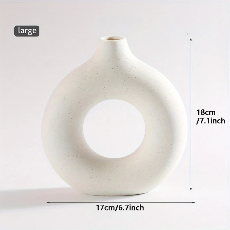 1 pz., Vasi di ceramica per decorazioni bianchi, vasi decorativi moderni da casa, vasi boho per la decorazione, vasi rotondi, vaso con buco, vaso decorativo per matrimonio cena tavolo festa soggiorno ufficio letto decorazioni per interni