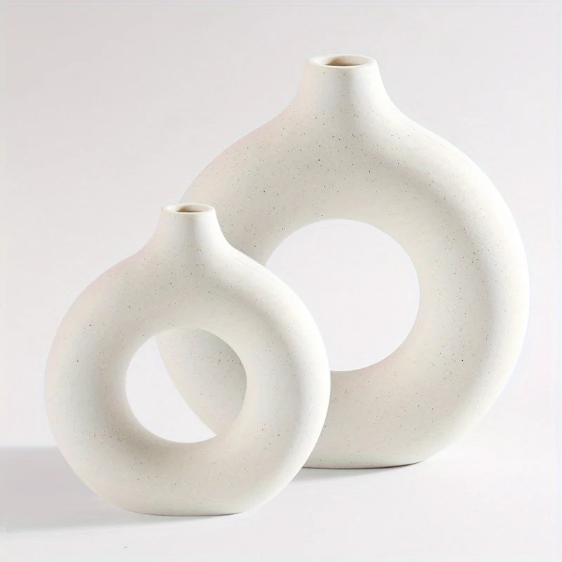 1 pz., Vasi di ceramica per decorazioni bianchi, vasi decorativi moderni da casa, vasi boho per la decorazione, vasi rotondi, vaso con buco, vaso decorativo per matrimonio cena tavolo festa soggiorno ufficio letto decorazioni per interni
