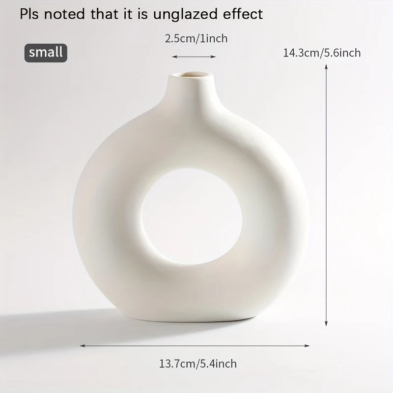 1 pz., Vasi di ceramica per decorazioni bianchi, vasi decorativi moderni da casa, vasi boho per la decorazione, vasi rotondi, vaso con buco, vaso decorativo per matrimonio cena tavolo festa soggiorno ufficio letto decorazioni per interni