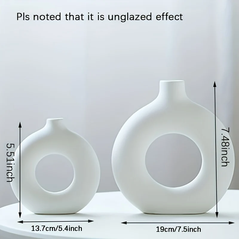 1 pz., Vasi di ceramica per decorazioni bianchi, vasi decorativi moderni da casa, vasi boho per la decorazione, vasi rotondi, vaso con buco, vaso decorativo per matrimonio cena tavolo festa soggiorno ufficio letto decorazioni per interni