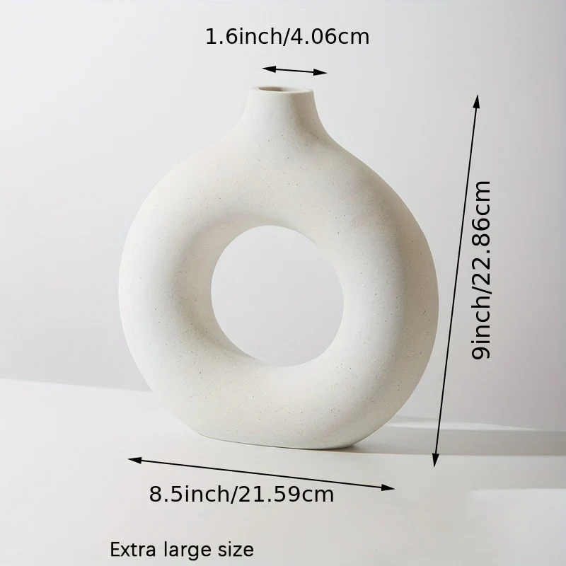 1 pz., Vasi di ceramica per decorazioni bianchi, vasi decorativi moderni da casa, vasi boho per la decorazione, vasi rotondi, vaso con buco, vaso decorativo per matrimonio cena tavolo festa soggiorno ufficio letto decorazioni per interni