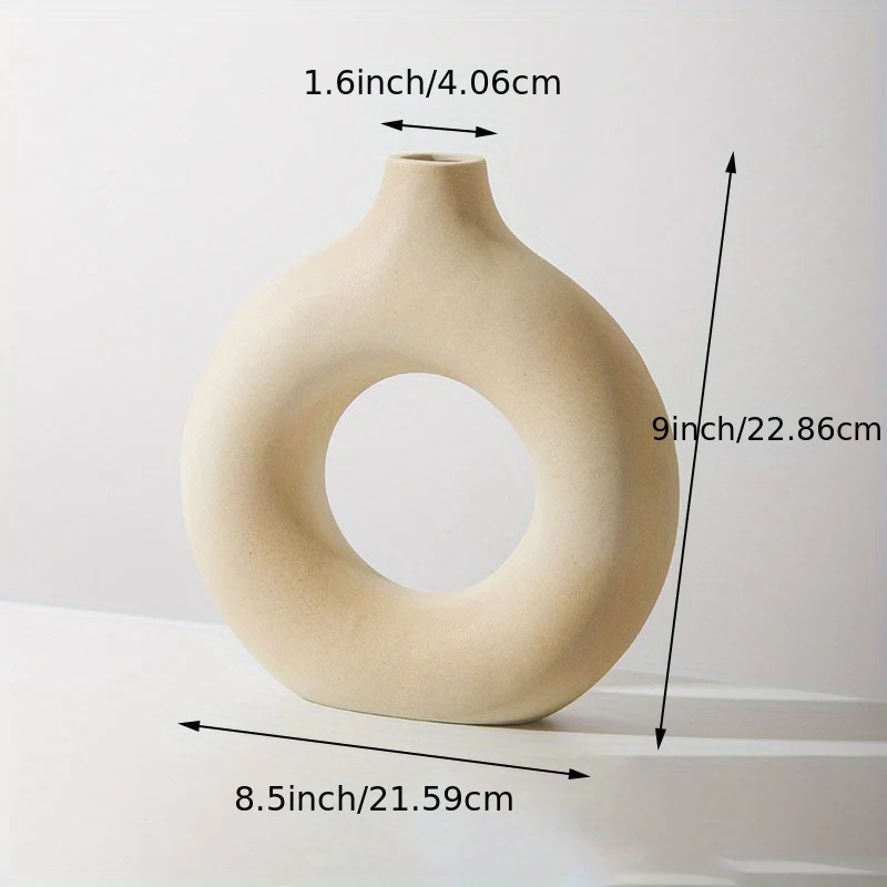 1 pz., Vasi di ceramica per decorazioni bianchi, vasi decorativi moderni da casa, vasi boho per la decorazione, vasi rotondi, vaso con buco, vaso decorativo per matrimonio cena tavolo festa soggiorno ufficio letto decorazioni per interni