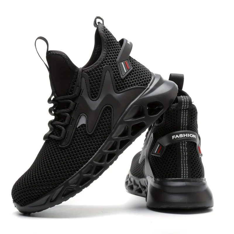 Scarpe di sicurezza da lavoro con punta d'acciaio per uomo, scarpe da lavoro antislittamento a prova di perforazione, scarpe da ginnastica leggere e traspiranti per l'edilizia industriale