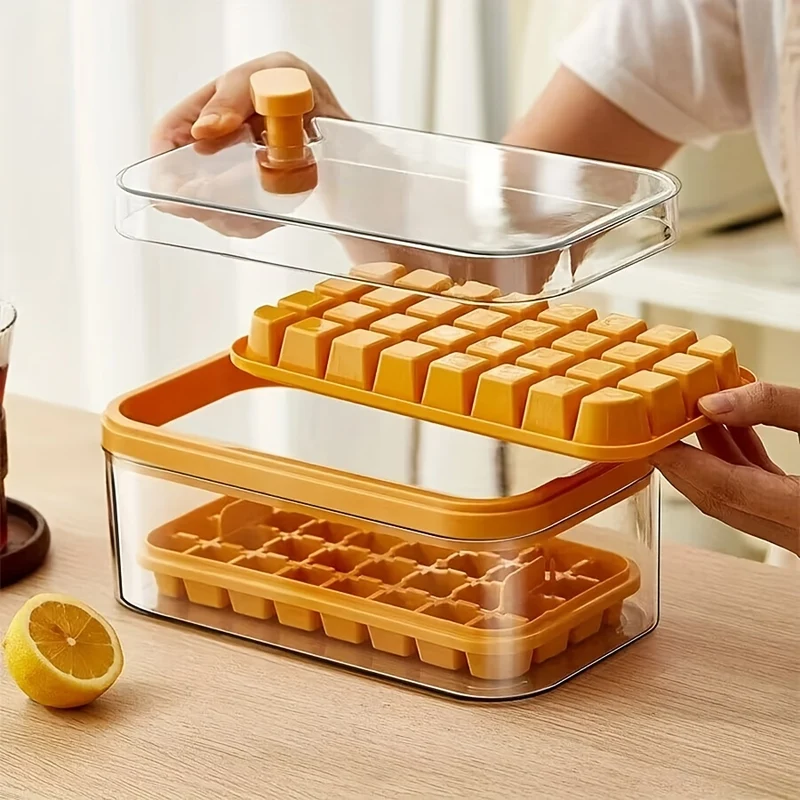 Set di 1 vassoi per cubetti di ghiaccio da 101 oz, vassoio per cubetti di ghiaccio in silicone da 64 pz. con coperchio e contenitore, stampi per cubetti di ghiaccio per congelatore, facile rilascio e risparmio di spazio,