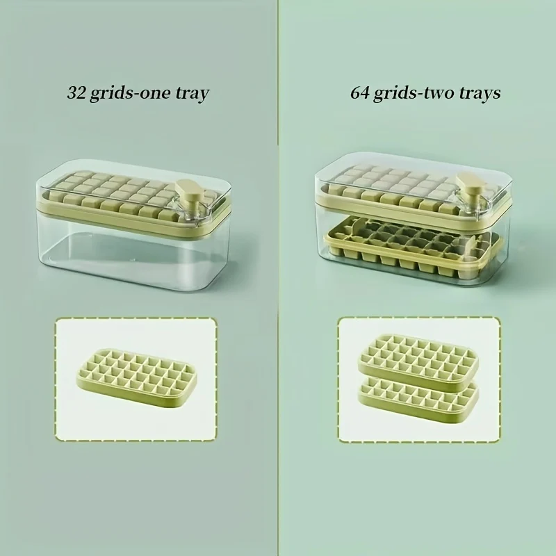 Set di 1 vassoi per cubetti di ghiaccio da 101 oz, vassoio per cubetti di ghiaccio in silicone da 64 pz. con coperchio e contenitore, stampi per cubetti di ghiaccio per congelatore, facile rilascio e risparmio di spazio,