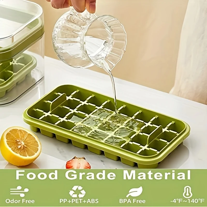 Set di 1 vassoi per cubetti di ghiaccio da 101 oz, vassoio per cubetti di ghiaccio in silicone da 64 pz. con coperchio e contenitore, stampi per cubetti di ghiaccio per congelatore, facile rilascio e risparmio di spazio,