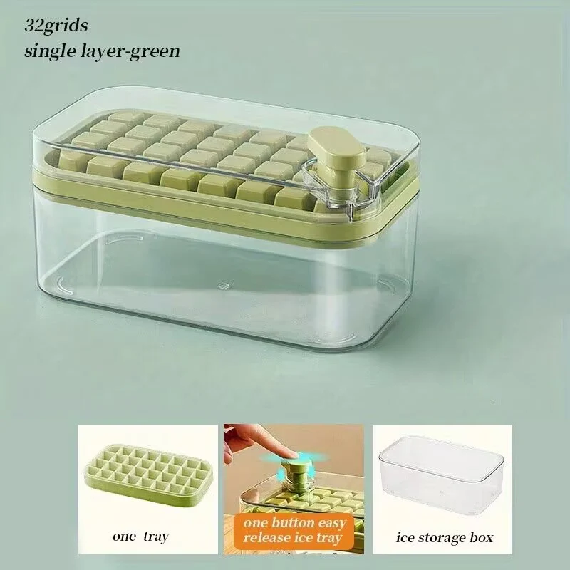 Set di 1 vassoi per cubetti di ghiaccio da 101 oz, vassoio per cubetti di ghiaccio in silicone da 64 pz. con coperchio e contenitore, stampi per cubetti di ghiaccio per congelatore, facile rilascio e risparmio di spazio,