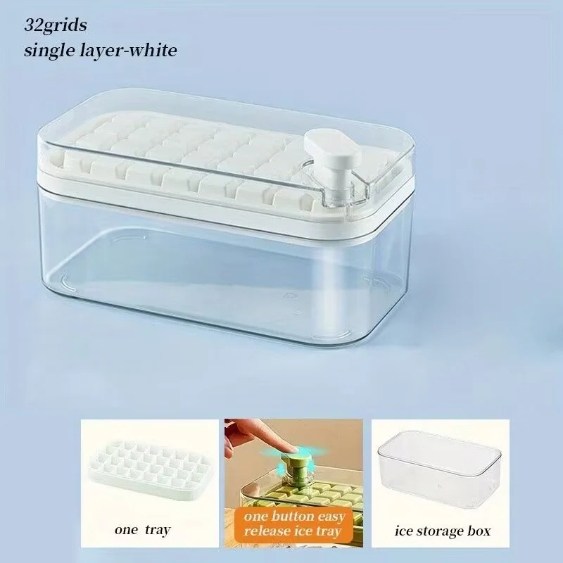 Set di 1 vassoi per cubetti di ghiaccio da 101 oz, vassoio per cubetti di ghiaccio in silicone da 64 pz. con coperchio e contenitore, stampi per cubetti di ghiaccio per congelatore, facile rilascio e risparmio di spazio,