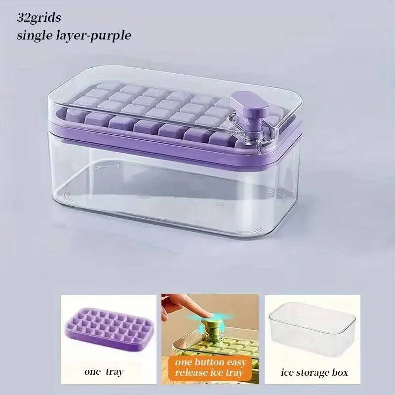 Set di 1 vassoi per cubetti di ghiaccio da 101 oz, vassoio per cubetti di ghiaccio in silicone da 64 pz. con coperchio e contenitore, stampi per cubetti di ghiaccio per congelatore, facile rilascio e risparmio di spazio,