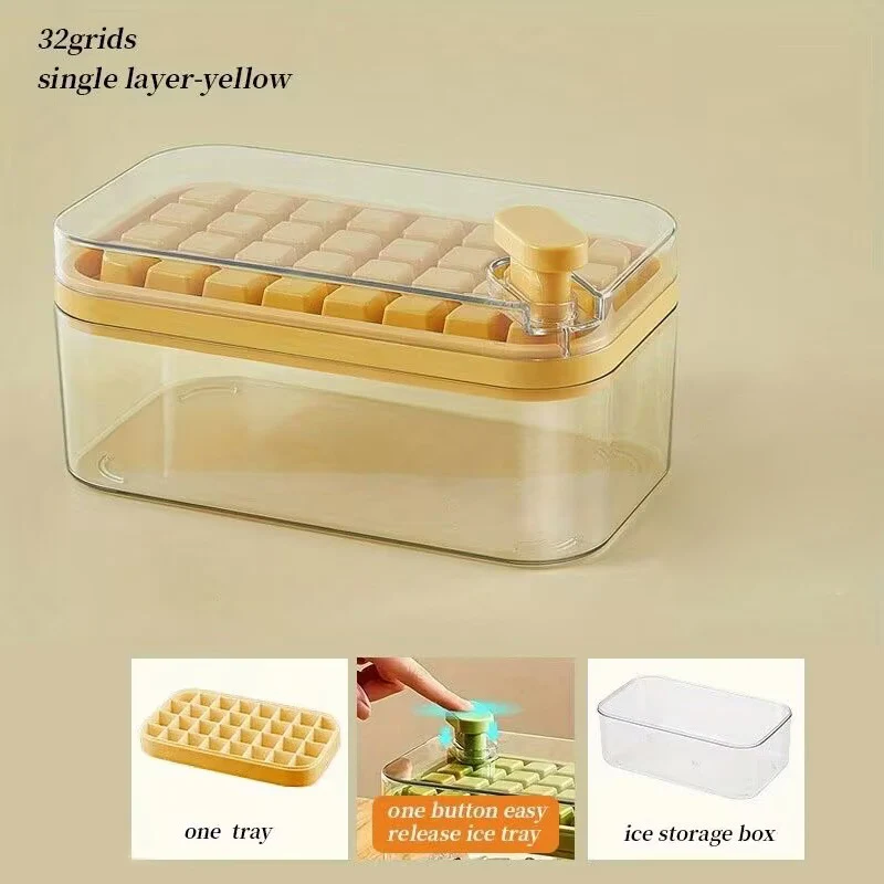 Set di 1 vassoi per cubetti di ghiaccio da 101 oz, vassoio per cubetti di ghiaccio in silicone da 64 pz. con coperchio e contenitore, stampi per cubetti di ghiaccio per congelatore, facile rilascio e risparmio di spazio,