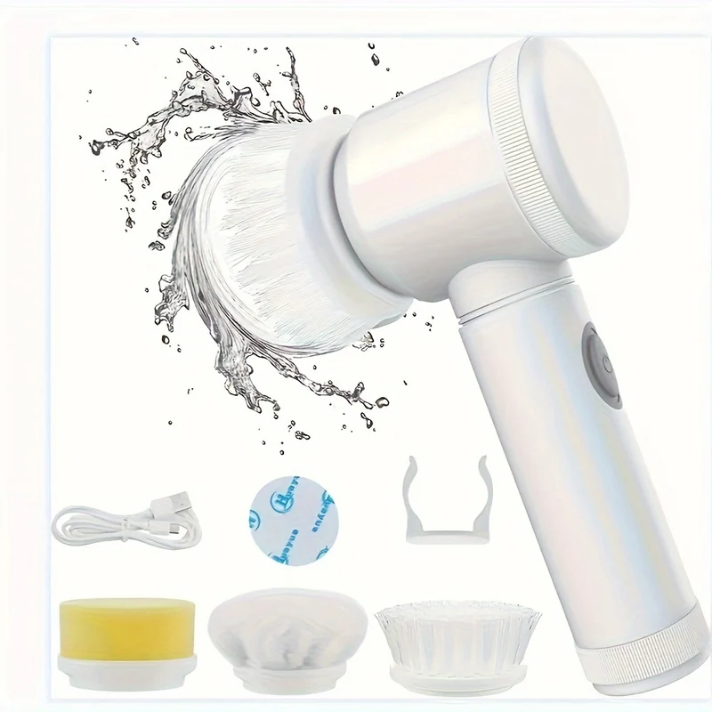 1 Set, Lavapavimenti Elettrico Con Rotazione Da 3 A 6 Testine Sostituibili, Lavapavimenti Da Cucina Senza Fili, Impermeabile IPX6, Lavapavimenti Per Doccia Portatile Ricaricabile Per Bagno, Cucina, Vasca Da Bagno
