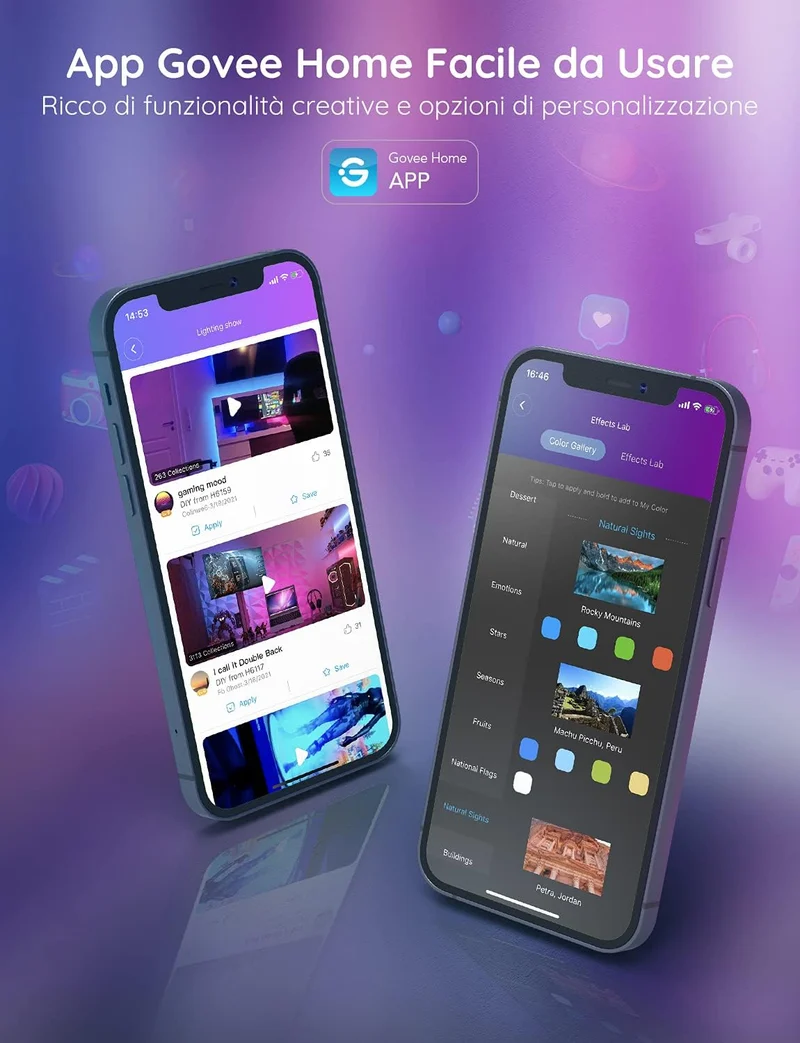 Govee Striscia LED Smart 5m, Strisce LED WiFi RGB Compatibile con Alexa e Google Smart Home, Luci LED Colorati APP Sincronizzazione con La Musica per Decorare La Casa Camera Da Letto Party Bar Gaming