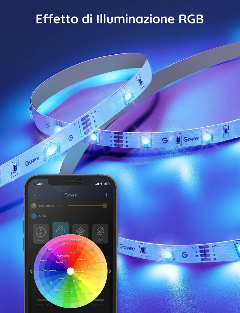 Govee Striscia LED Smart 5m, Strisce LED WiFi RGB Compatibile con Alexa e Google Smart Home, Luci LED Colorati APP Sincronizzazione con La Musica per Decorare La Casa Camera Da Letto Party Bar Gaming