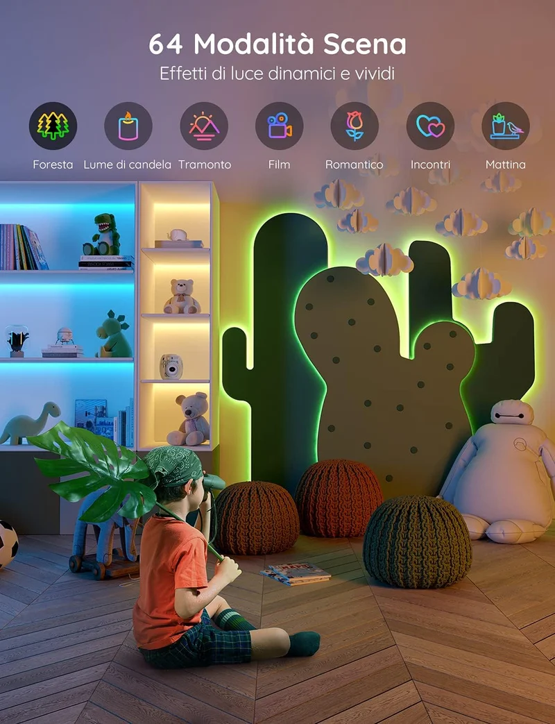 Govee Striscia LED Smart 5m, Strisce LED WiFi RGB Compatibile con Alexa e Google Smart Home, Luci LED Colorati APP Sincronizzazione con La Musica per Decorare La Casa Camera Da Letto Party Bar Gaming