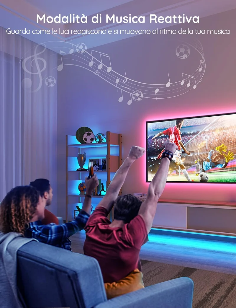Govee Striscia LED Smart 5m, Strisce LED WiFi RGB Compatibile con Alexa e Google Smart Home, Luci LED Colorati APP Sincronizzazione con La Musica per Decorare La Casa Camera Da Letto Party Bar Gaming