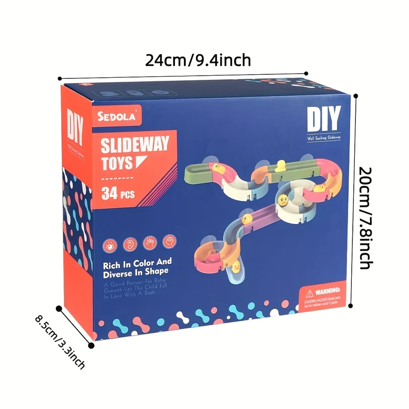 Giochi da bagno con scivolo per papere, set da costruzione per binari da parete per bambini dai 4 agli 8 anni, divertente kit fai-da-te regalo di compleanno per bambini e bambine (34 pezzi) Regali di Natale Halloween Ringraziamento