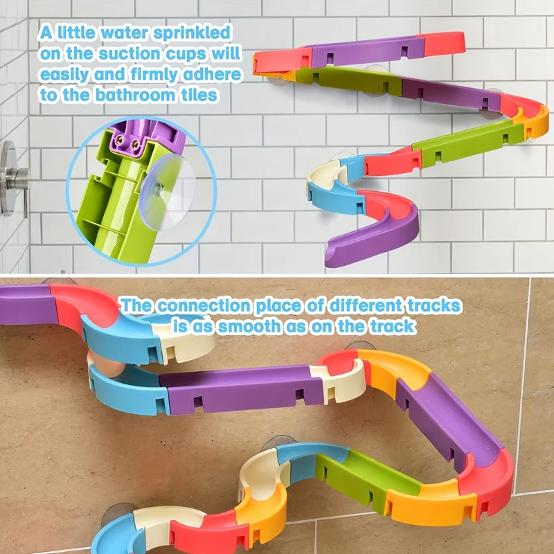 Giochi da bagno con scivolo per papere, set da costruzione per binari da parete per bambini dai 4 agli 8 anni, divertente kit fai-da-te regalo di compleanno per bambini e bambine (34 pezzi) Regali di Natale Halloween Ringraziamento
