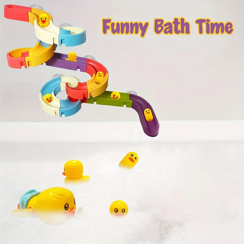 Giochi da bagno con scivolo per papere, set da costruzione per binari da parete per bambini dai 4 agli 8 anni, divertente kit fai-da-te regalo di compleanno per bambini e bambine (34 pezzi) Regali di Natale Halloween Ringraziamento