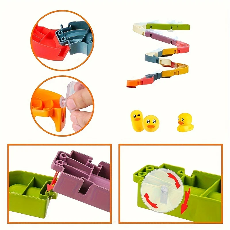 Giochi da bagno con scivolo per papere, set da costruzione per binari da parete per bambini dai 4 agli 8 anni, divertente kit fai-da-te regalo di compleanno per bambini e bambine (34 pezzi) Regali di Natale Halloween Ringraziamento