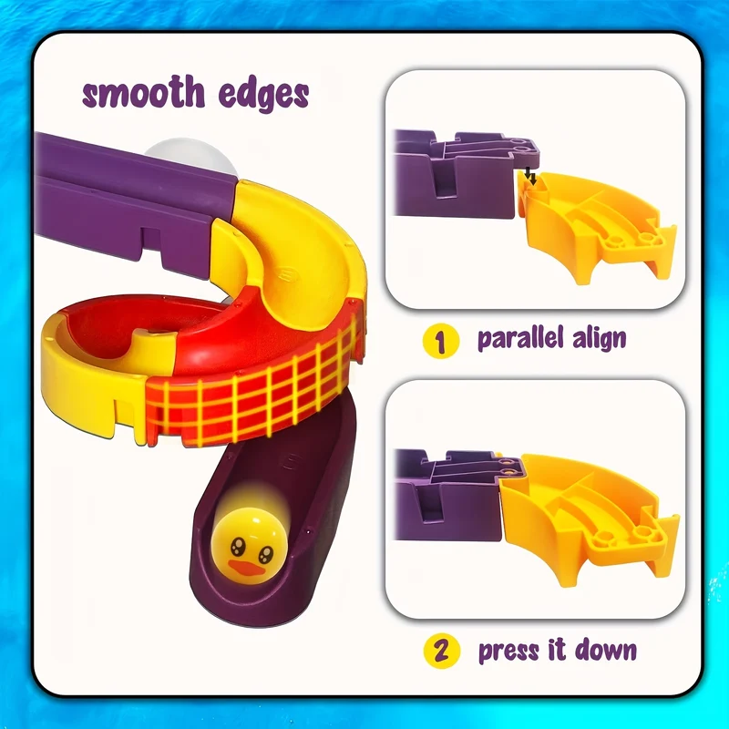 Giochi da bagno con scivolo per papere, set da costruzione per binari da parete per bambini dai 4 agli 8 anni, divertente kit fai-da-te regalo di compleanno per bambini e bambine (34 pezzi) Regali di Natale Halloween Ringraziamento