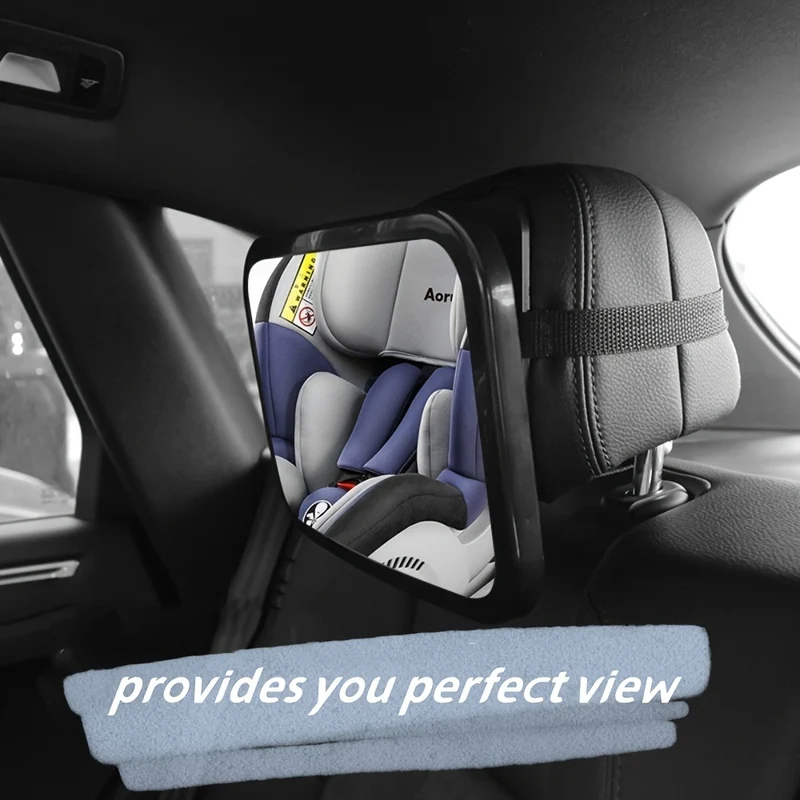 Specchio di sicurezza per seggiolino auto rivolto all'indietro - Ampia visuale cristallina, infrangibile, completamente assemblato, sottoposto a crash test e certificato