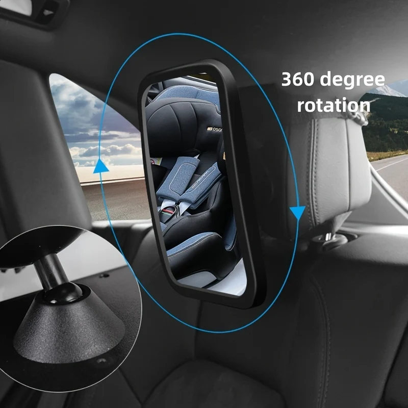 Specchio di sicurezza per seggiolino auto rivolto all'indietro - Ampia visuale cristallina, infrangibile, completamente assemblato, sottoposto a crash test e certificato