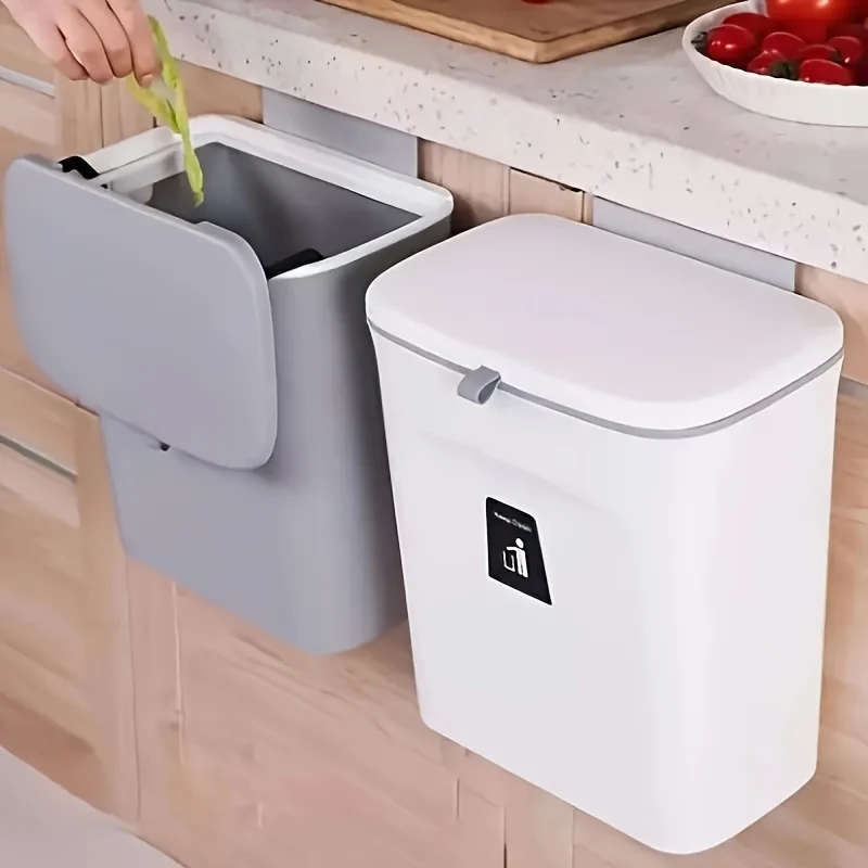 Pattumiera sospesa a parete per porta dell'armadio, secchio per la casa, pattumiera scorrevole con coperchio ribaltabile, adatto per camera da letto, bagno, soggiorno per il cambio del pannolino del bambino, Halloween, Ringraziamento e regalo di Natale