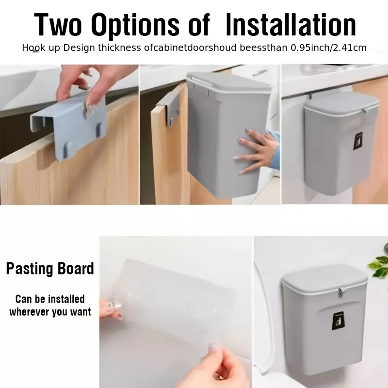 Pattumiera sospesa a parete per porta dell'armadio, secchio per la casa, pattumiera scorrevole con coperchio ribaltabile, adatto per camera da letto, bagno, soggiorno per il cambio del pannolino del bambino, Halloween, Ringraziamento e regalo di Natale