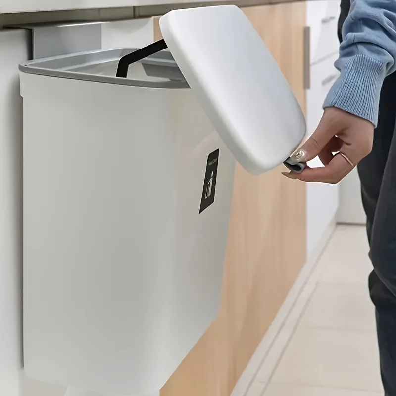 Pattumiera sospesa a parete per porta dell'armadio, secchio per la casa, pattumiera scorrevole con coperchio ribaltabile, adatto per camera da letto, bagno, soggiorno per il cambio del pannolino del bambino, Halloween, Ringraziamento e regalo di Natale