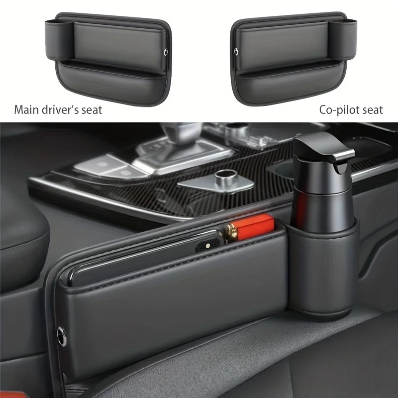 Organizer per seggiolino auto premium Borsa portaoggetti per sedile anteriore in pelle testurizzata con portabicchieri Riempitore per fessure per console centrale automatica, Natale, Halloween, regalo per il giorno del Ringraziamento