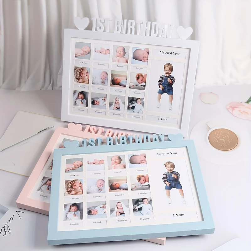 Baby 12 Mesi Crescita Record Cornice Foto, Cornice Cuore Foto, Neonato Crescita Commemorativa Significato Cornice Foto, Baby Keepsake Frame