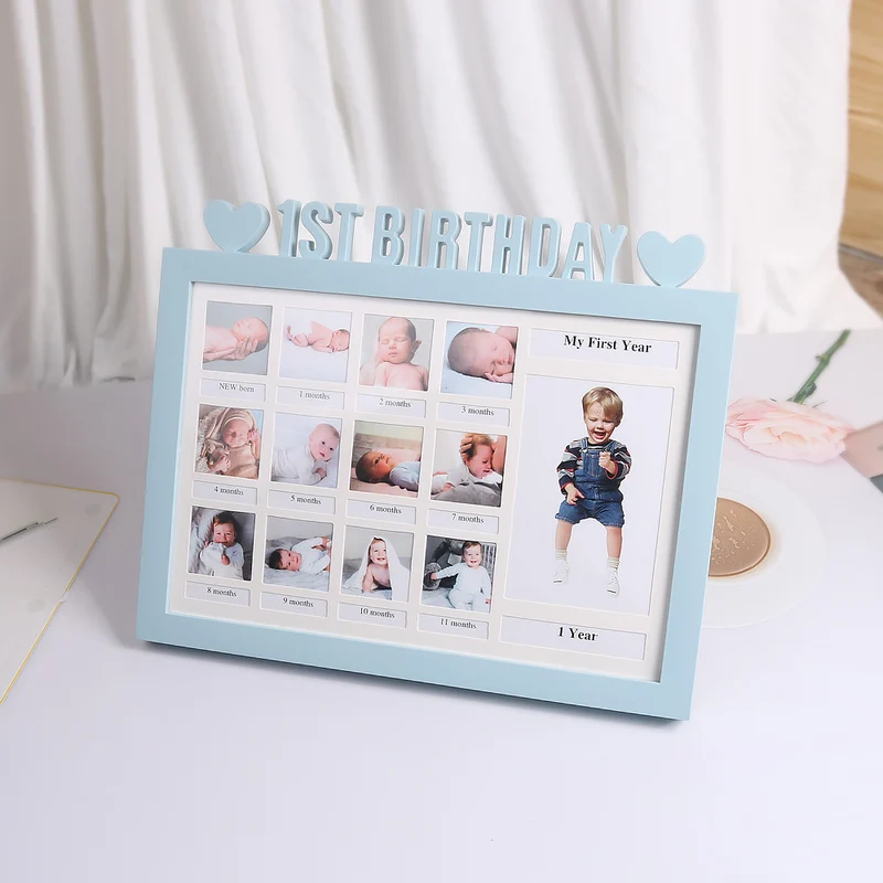 Baby 12 Mesi Crescita Record Cornice Foto, Cornice Cuore Foto, Neonato Crescita Commemorativa Significato Cornice Foto, Baby Keepsake Frame