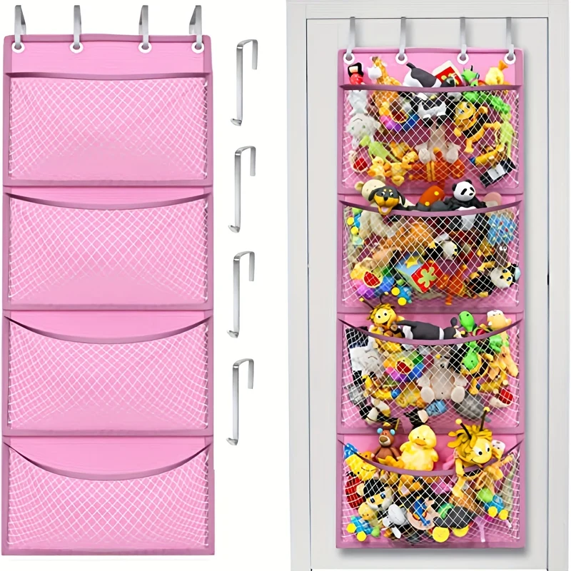Portaoggetti per animali di peluche sopra la porta, organizer per borse di stoccaggio per animali di peluche da appendere con rete traspirante per l'armadio del soggiorno della camera da letto, Natale, Halloween, regalo del Giorno del Ringraziamento