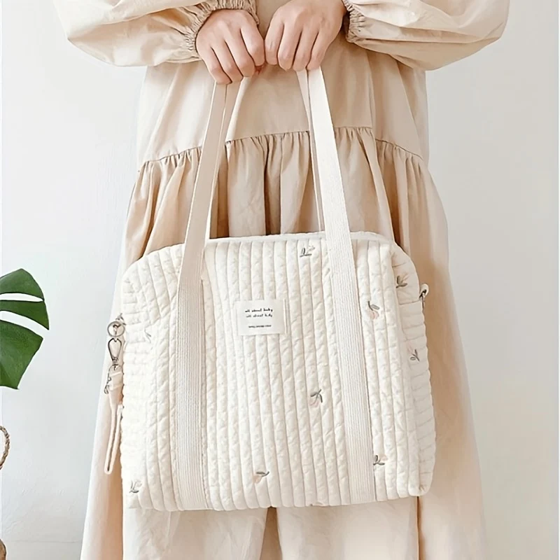 Borsa multifunzionale per pannolini per mamma, ricamo trapuntato per passeggino, organizer per riporre i pannolini, borse grandi addensate per viaggi in ospedale e nel fine settimana, Natale, Halloween, regalo di ringraziamento