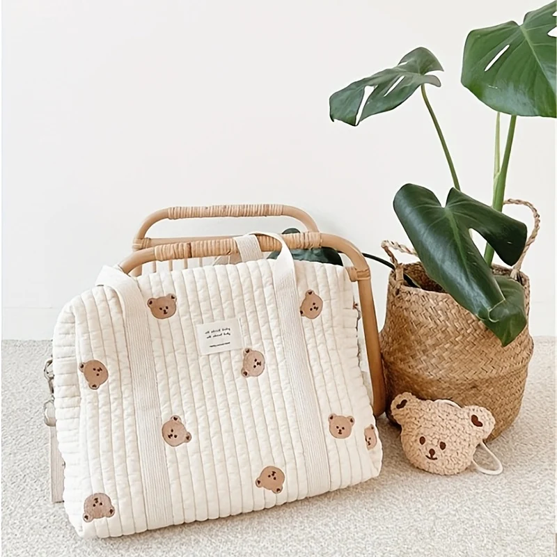 Borsa multifunzionale per pannolini per mamma, ricamo trapuntato per passeggino, organizer per riporre i pannolini, borse grandi addensate per viaggi in ospedale e nel fine settimana, Natale, Halloween, regalo di ringraziamento