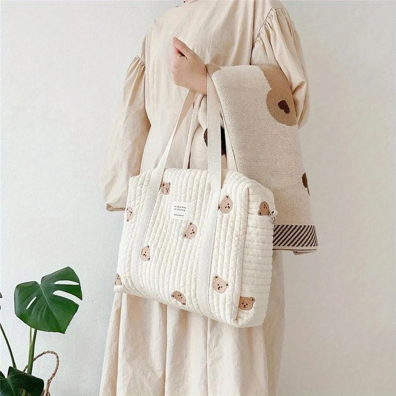 Borsa multifunzionale per pannolini per mamma, ricamo trapuntato per passeggino, organizer per riporre i pannolini, borse grandi addensate per viaggi in ospedale e nel fine settimana, Natale, Halloween, regalo di ringraziamento