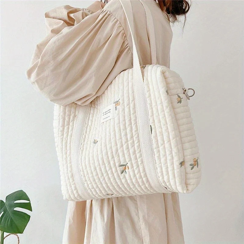 Borsa multifunzionale per pannolini per mamma, ricamo trapuntato per passeggino, organizer per riporre i pannolini, borse grandi addensate per viaggi in ospedale e nel fine settimana, Natale, Halloween, regalo di ringraziamento