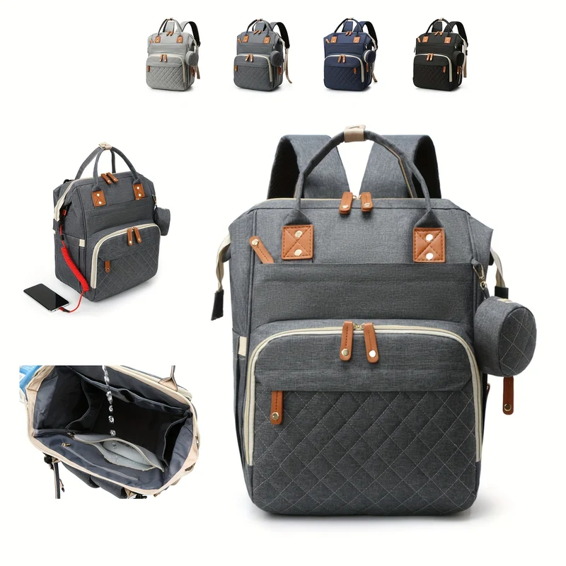 Borsa per mamma classica Borsa per mamma e bambino multifunzionale con ricarica USB Borsa per mamma e bambino leggera in tinta unita Borsa per pannolini Natale, Halloween, regalo di Ringraziamento