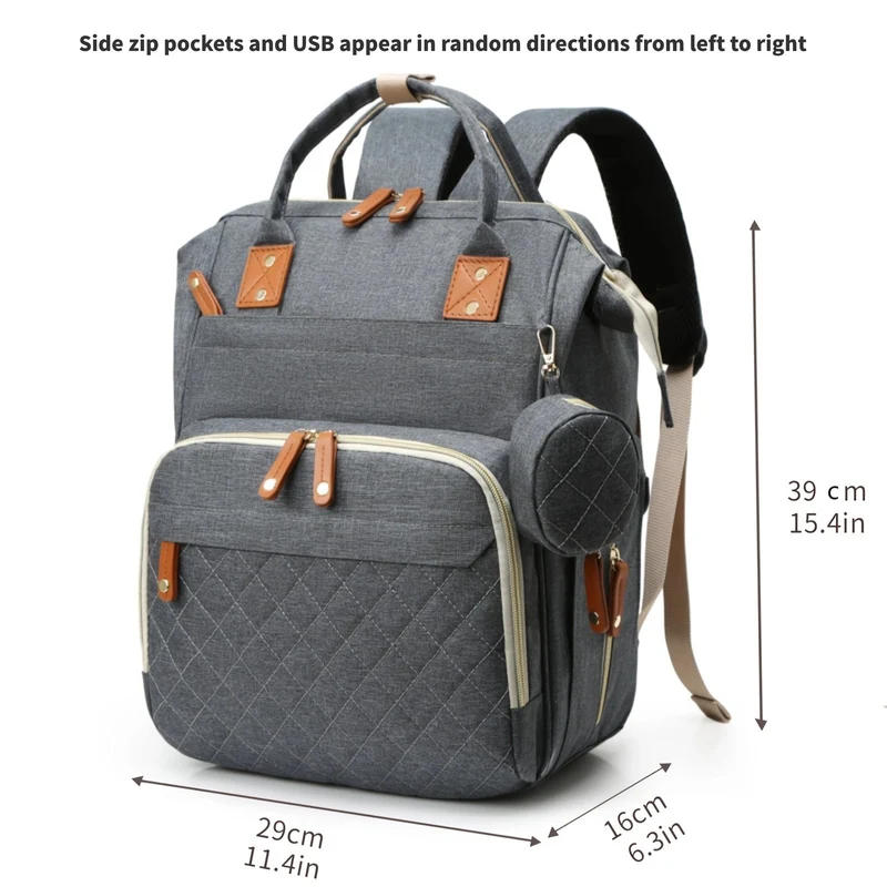 Borsa per mamma classica Borsa per mamma e bambino multifunzionale con ricarica USB Borsa per mamma e bambino leggera in tinta unita Borsa per pannolini Natale, Halloween, regalo di Ringraziamento