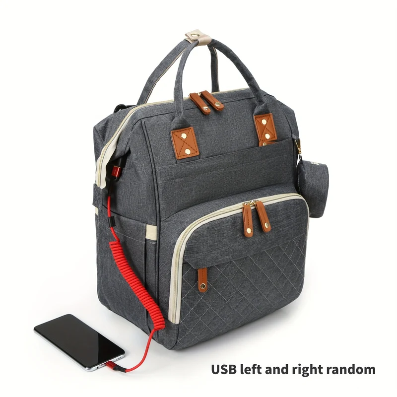Borsa per mamma classica Borsa per mamma e bambino multifunzionale con ricarica USB Borsa per mamma e bambino leggera in tinta unita Borsa per pannolini Natale, Halloween, regalo di Ringraziamento