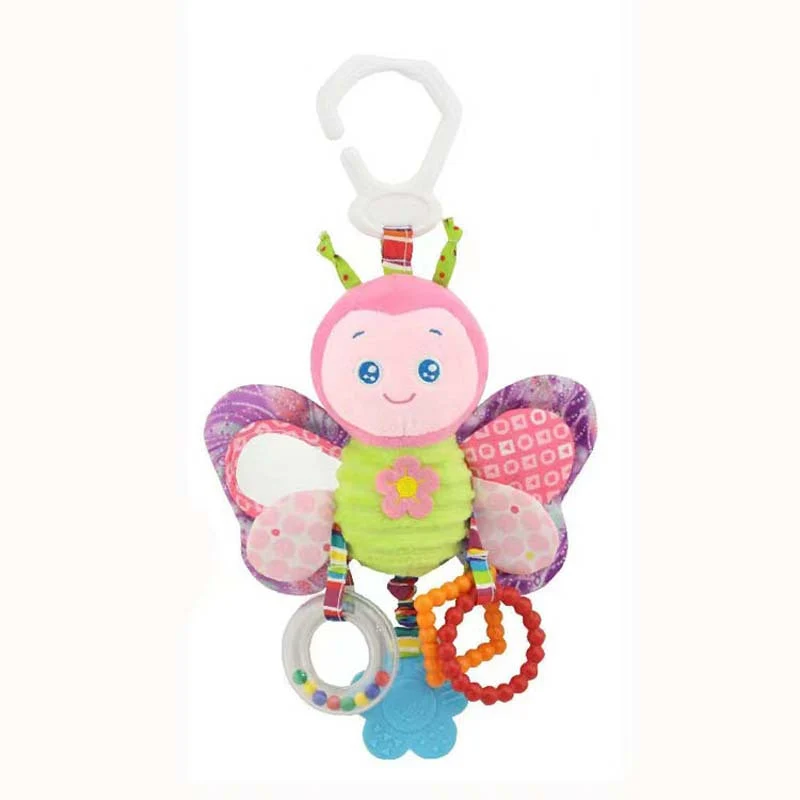 Seggiolino auto e passeggino con clip ricchi di sensi per neonati - Animali morbidi per bambini dei cartoni animati con denti e sonaglio Regali di Natale Halloween Ringraziamento