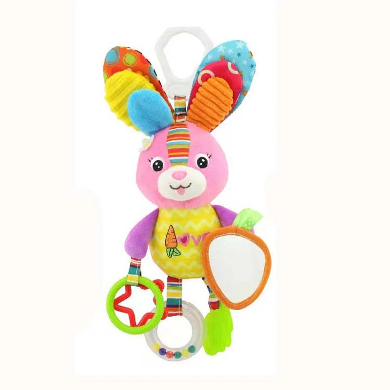 Seggiolino auto e passeggino con clip ricchi di sensi per neonati - Animali morbidi per bambini dei cartoni animati con denti e sonaglio Regali di Natale Halloween Ringraziamento
