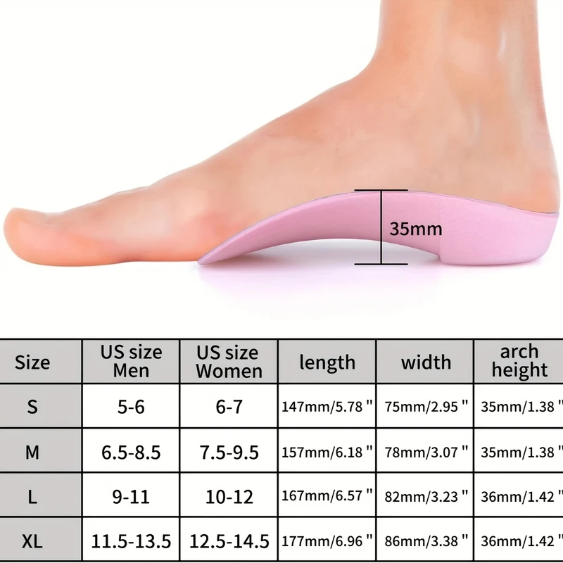1 Paio Di Solette Ortopediche 3/4, Supporti Ad Arco Alto E Inserti Per Tallone Profondo Per Scarpe