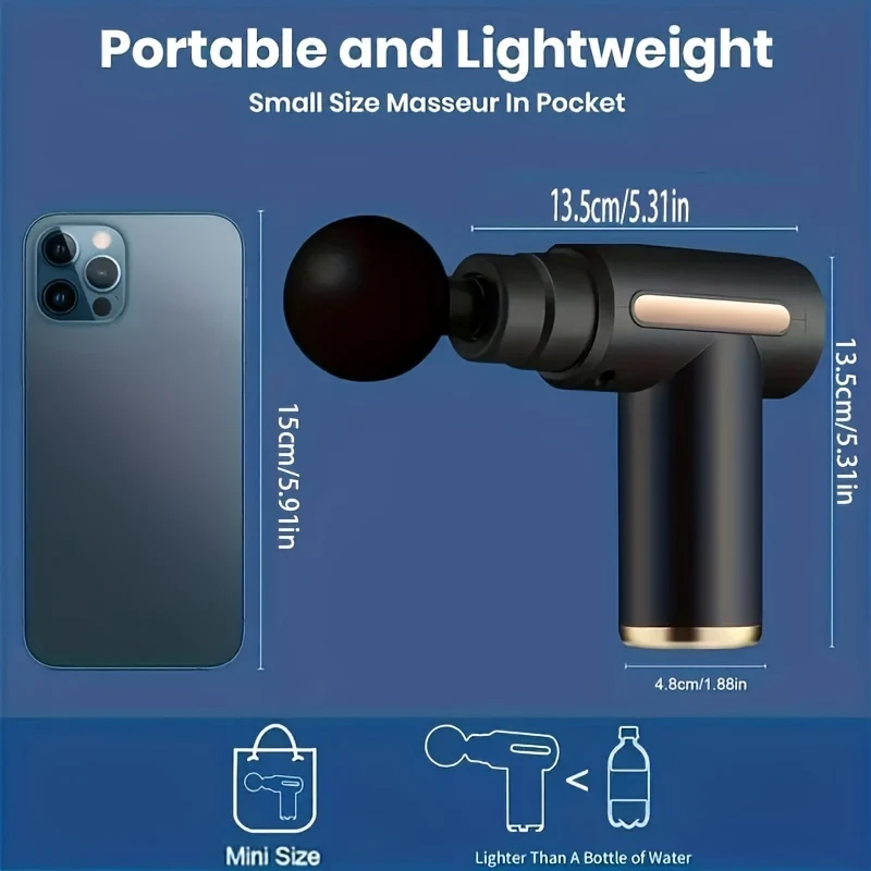 1pc Pistola Per Massaggi, Massaggiatore A Percussione Portatile Per Tessuti Profondi, Design Ultra Compatto Ed Elegante, Alimentato Da Alta Coppia, Regali Per Uomini E Donne