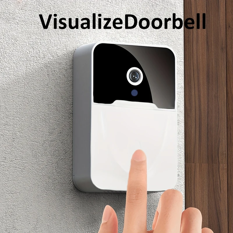 1pc Telecamera Per Campanello Wireless Bianco, Interfono Visivo Intelligente HD Con Visione Notturna Wifi Ricaricabile, Chiamata Vocale Bidirezionale Controllo APP