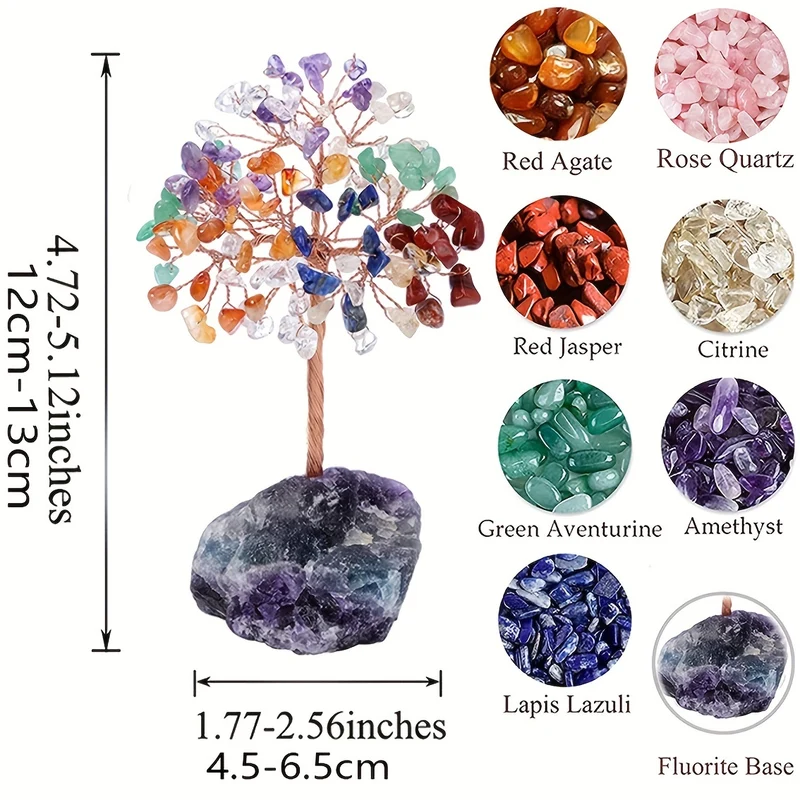 1pc Albero Di Cristallo Di Ametista Naturale, Cristalli Di Guarigione Grezzi Base Di Fluorite Bonsai Albero Dei Soldi Per La Decorazione Della Tavola Del Ministero Degli Interni Ricchezza E Fortuna