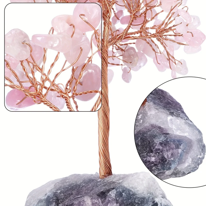 1pc Albero Di Cristallo Di Ametista Naturale, Cristalli Di Guarigione Grezzi Base Di Fluorite Bonsai Albero Dei Soldi Per La Decorazione Della Tavola Del Ministero Degli Interni Ricchezza E Fortuna