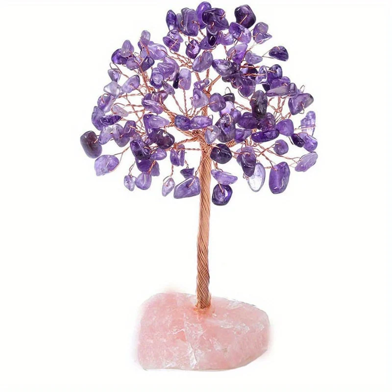 1pc Albero Di Cristallo Di Ametista Naturale, Cristalli Di Guarigione Grezzi Base Di Fluorite Bonsai Albero Dei Soldi Per La Decorazione Della Tavola Del Ministero Degli Interni Ricchezza E Fortuna
